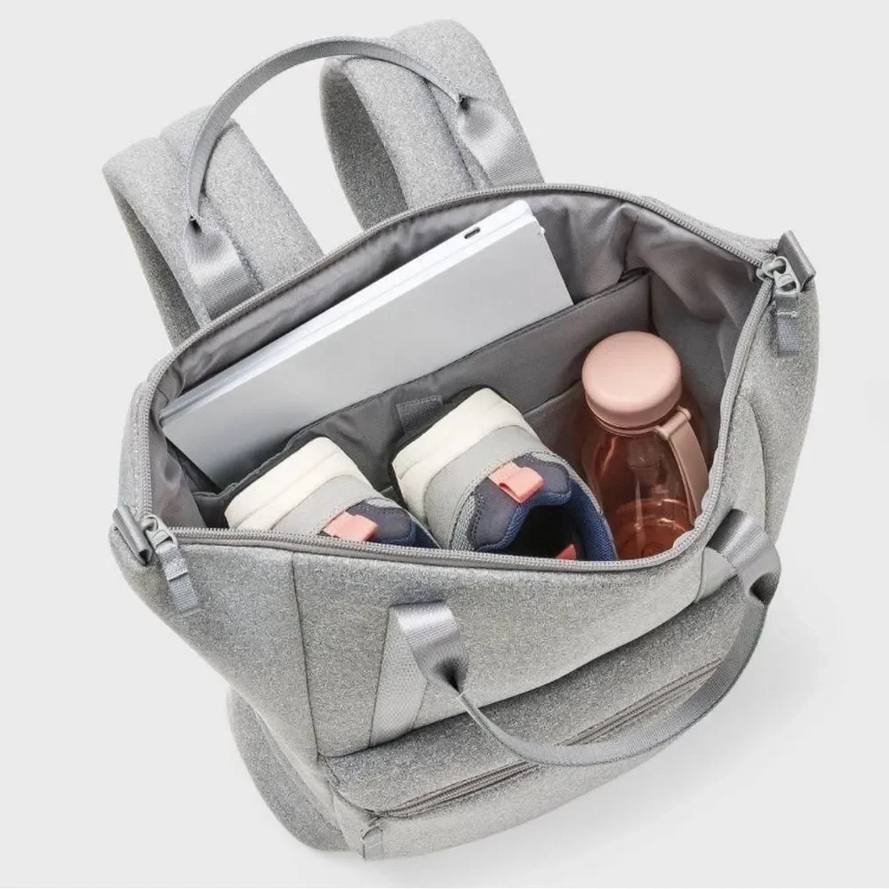 Faux Neoprene Backpack - Heathered Gray